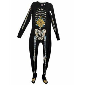 Too Fast Brand Apparel Skeleton One Piece Jumpsuit M Day Of The Dead